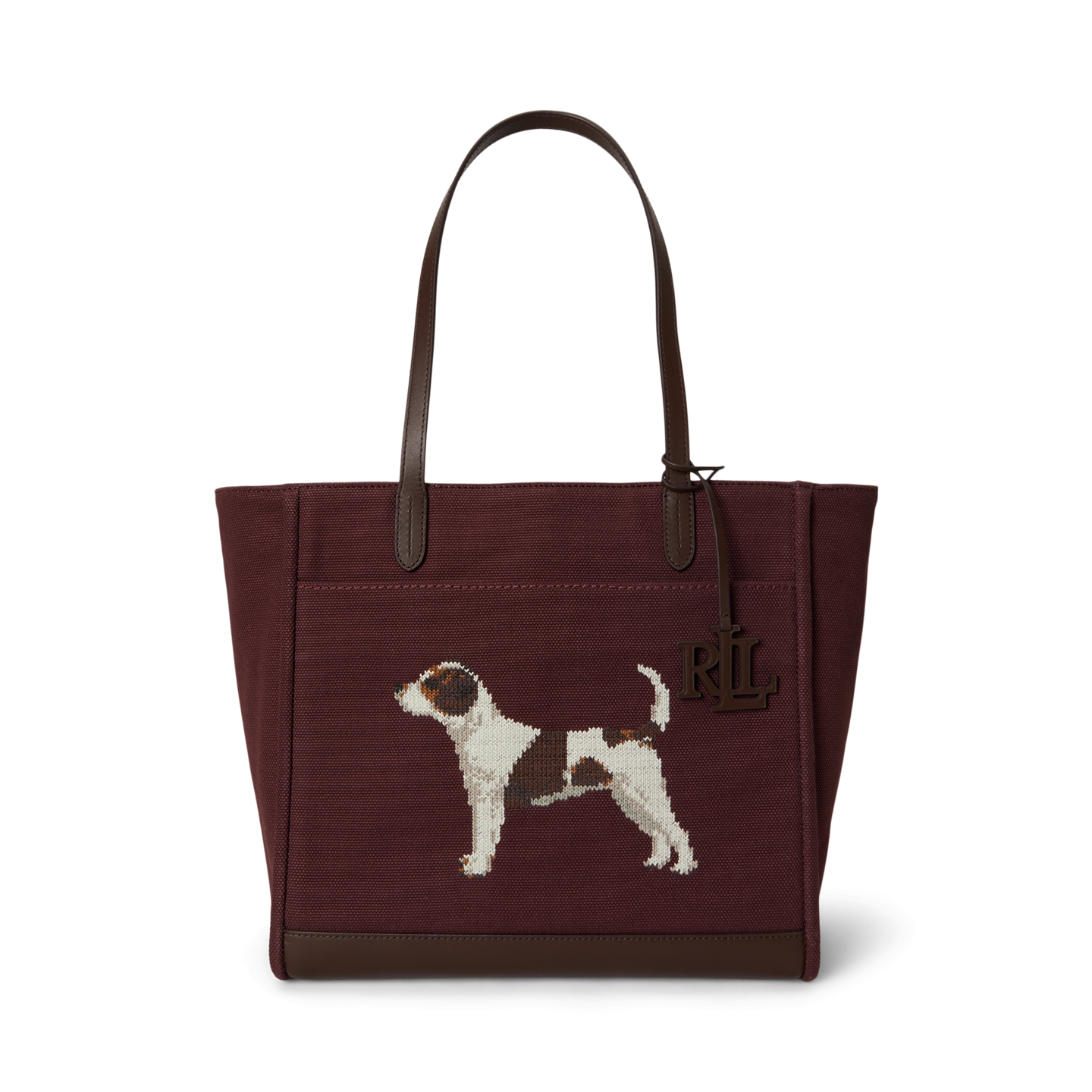 Женская сумка Ralph Lauren Dog-Embroidered Large Cameryn, цвет: Гранатовый / Коричневый — фото 5