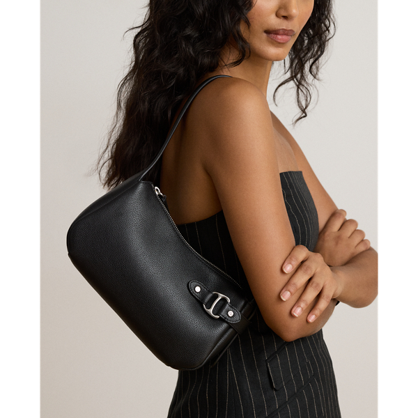 Black Micro-Pebbled Tasha Small Shoulder Bag Lauren 6