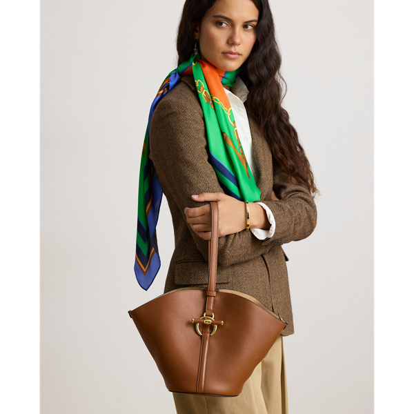 Small Blaike Leather Open Bucket Bag