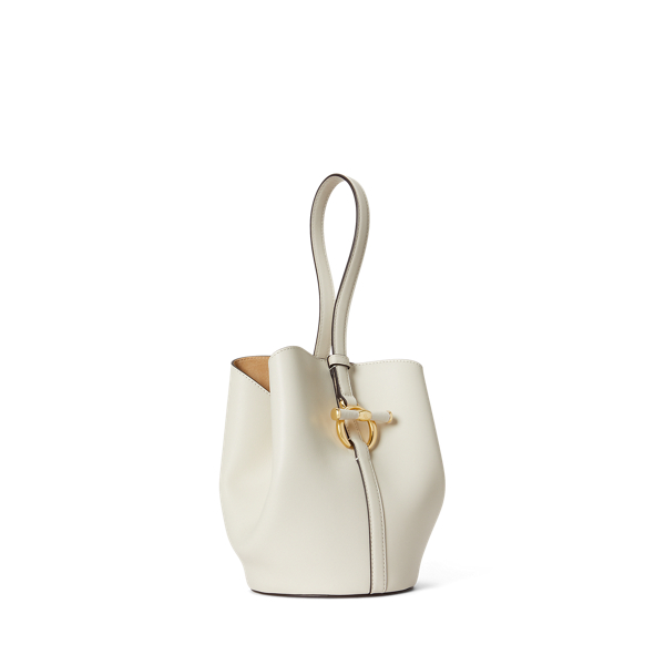 Soft White Small Blaike Leather Open Bucket Bag Lauren 3