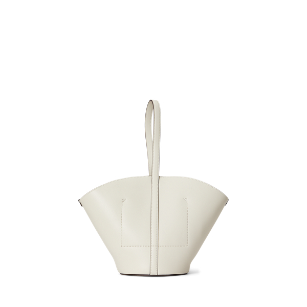Soft White Small Blaike Leather Open Bucket Bag Lauren 4