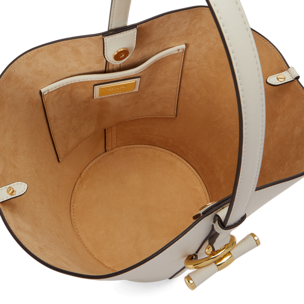 Soft White Small Blaike Leather Open Bucket Bag Lauren 5