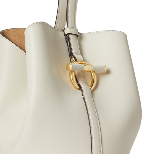 Soft White Small Blaike Leather Open Bucket Bag Lauren 6