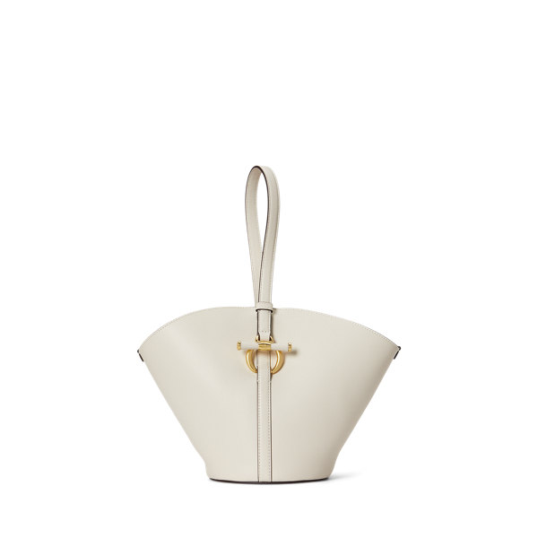 Soft White Small Blaike Leather Open Bucket Bag Lauren 1