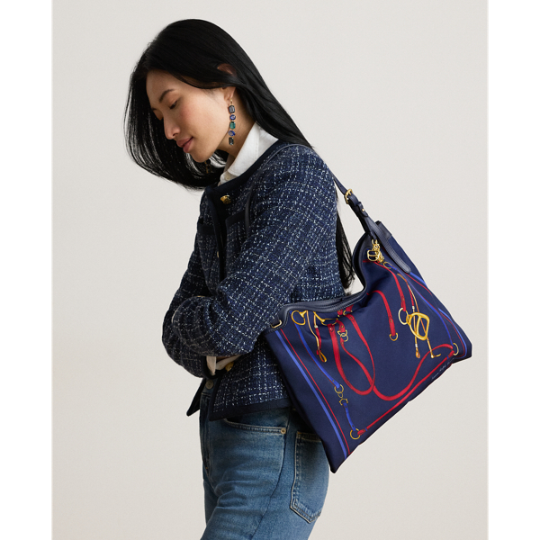 Belting-Print Large Marcy Tote Bag