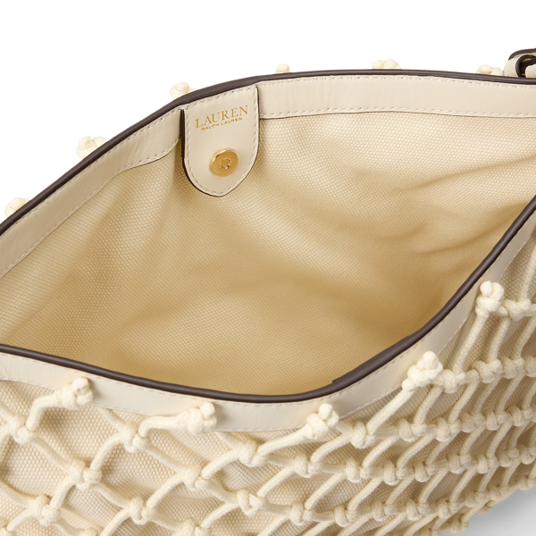 Macram&eacute; Canvas Large Marcy Tote Bag Lauren i Soft White 5