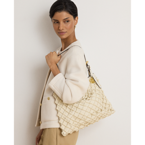 Macram&eacute; Canvas Large Marcy Tote Bag Lauren i Soft White 8