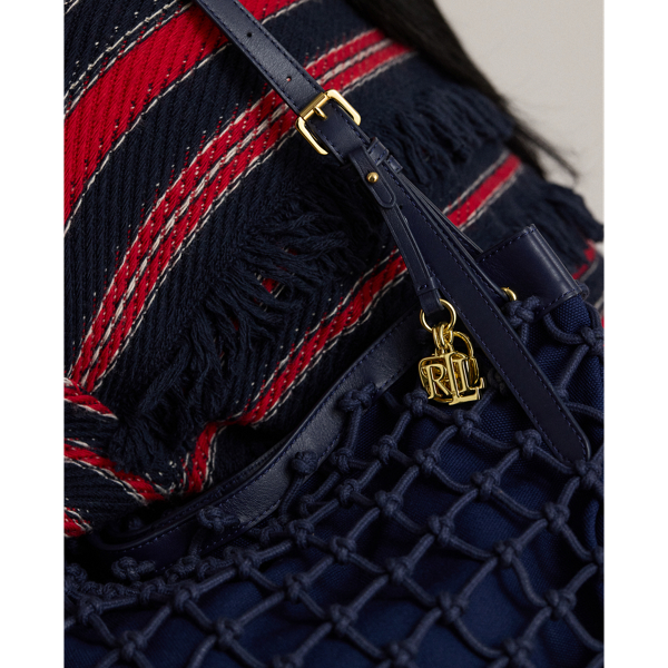 Tote Marcy grande in tela e macram&eacute;