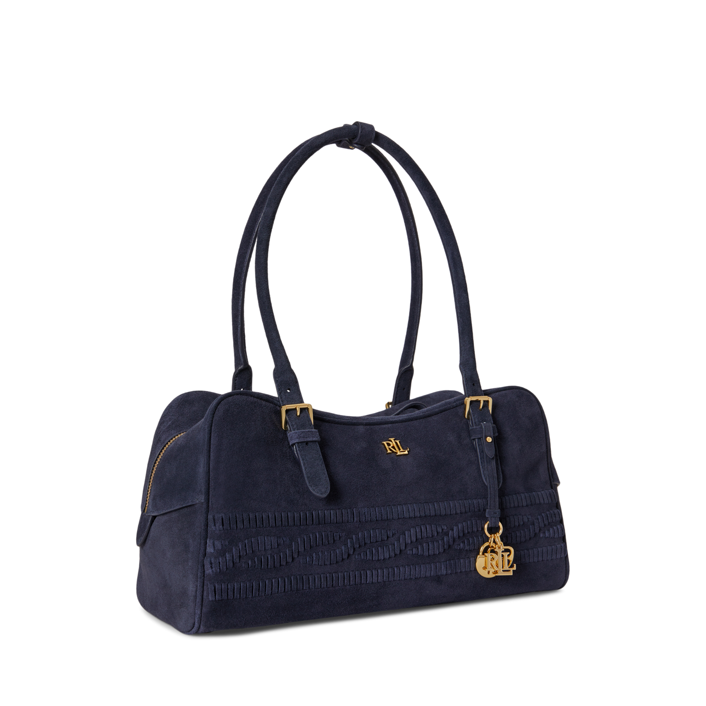 Женская сумка Ralph Lauren Cable-Embossed Large Marcy Zip Satchel, цвет: Тёмно-синий — фото 1