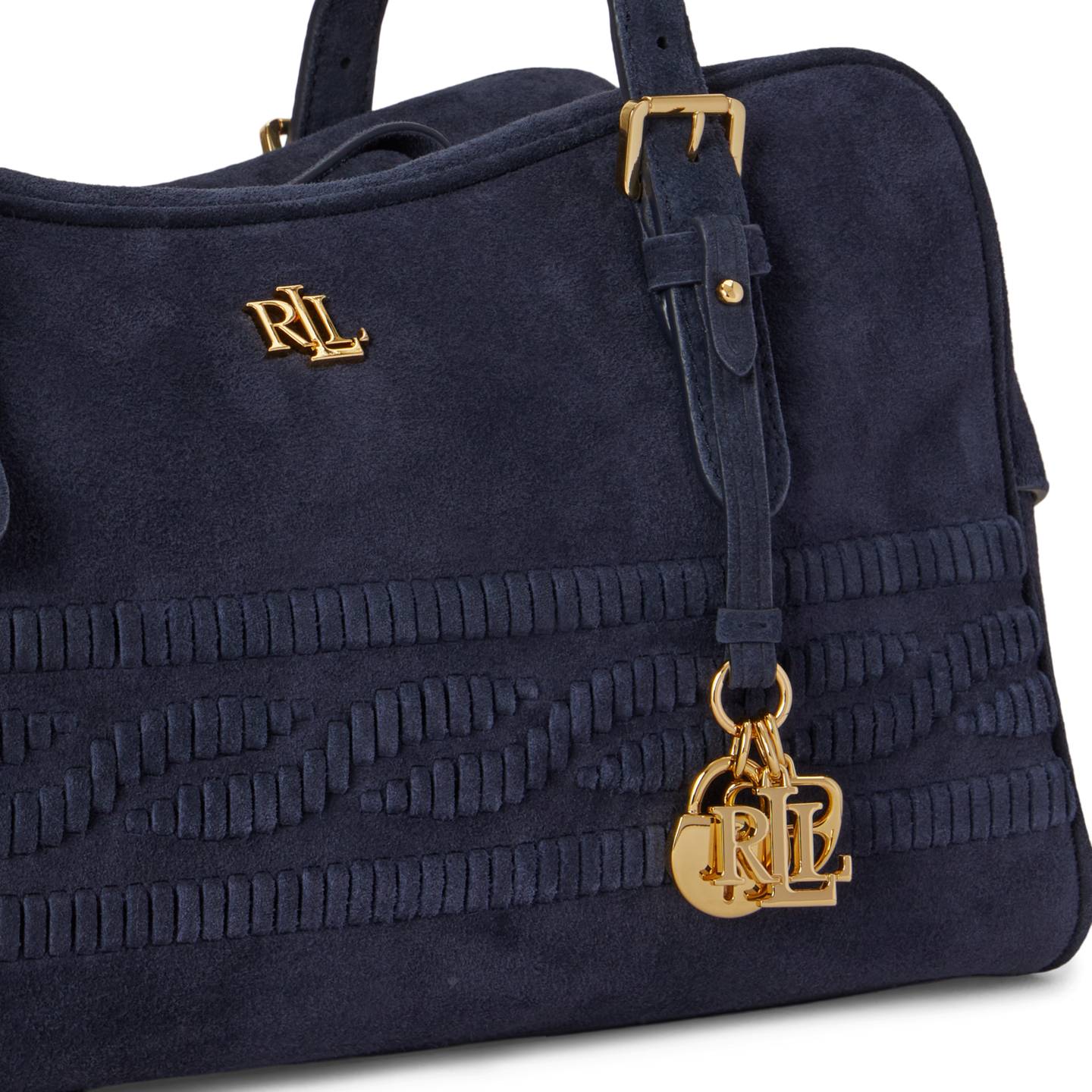 Женская сумка Ralph Lauren Cable-Embossed Large Marcy Zip Satchel, цвет: Тёмно-синий — фото 4