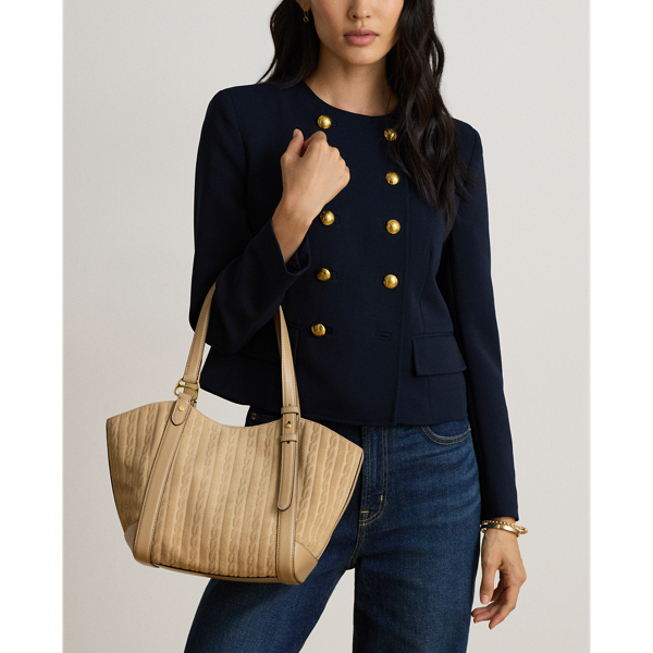 Cable-Embossed Small Tasha Tote Bag