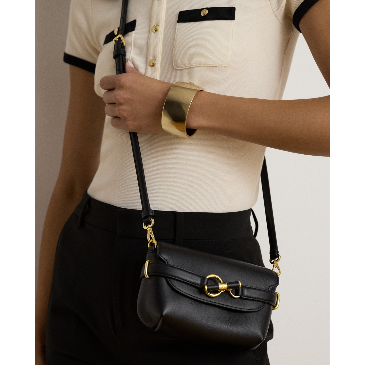Женская сумка Ralph Lauren Leather Small Blaike Crossbody, цвет: Чёрный — фото 5