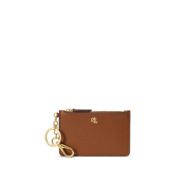 Lauren Tan Pebbled Leather Zip Card Case Lauren 1