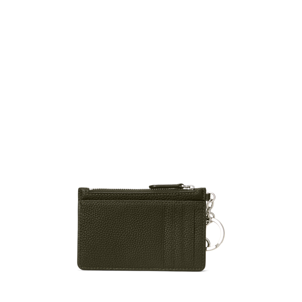 Dark Olive Pebbled Leather Zip Card Case Lauren 2