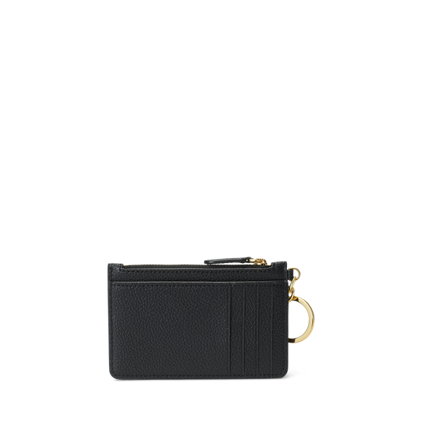 Black Pebbled Leather Zip Card Case Lauren 2