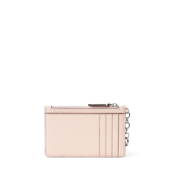 Pebbled Leather Zip Card Case Lauren en Pale Pink 2