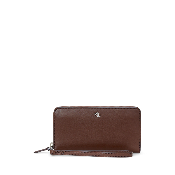Dark Mahogany Leather Continental Wristlet Lauren 1