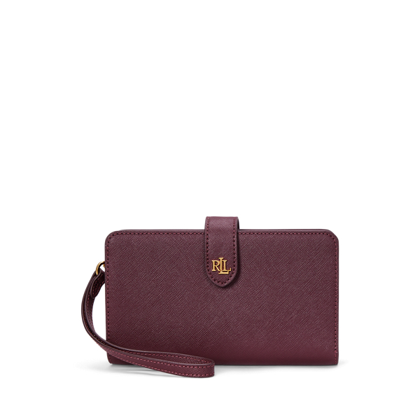 Pinot Noir Crosshatch Leather Tech Wristlet Lauren 1