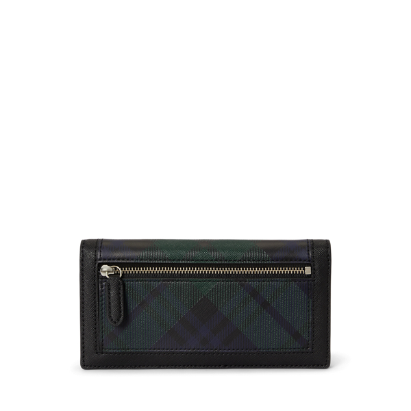 Print Crosshatch Leather Slim Wallet