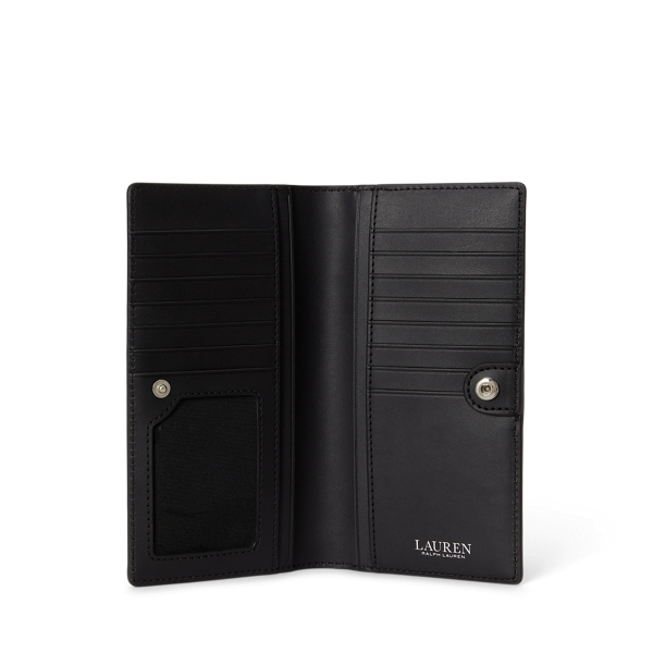 Print Crosshatch Leather Slim Wallet