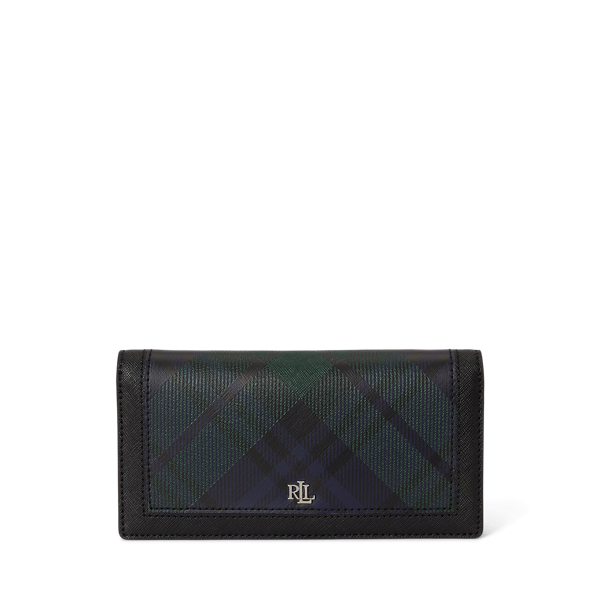 Print Crosshatch Leather Slim Wallet