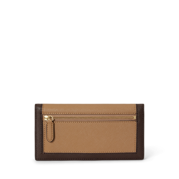 Camel/Chestnut Brown Crosshatch Leather Slim Wallet Lauren 2
