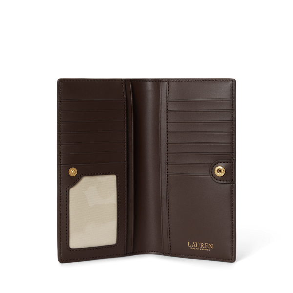 Camel/Chestnut Brown Crosshatch Leather Slim Wallet Lauren 3