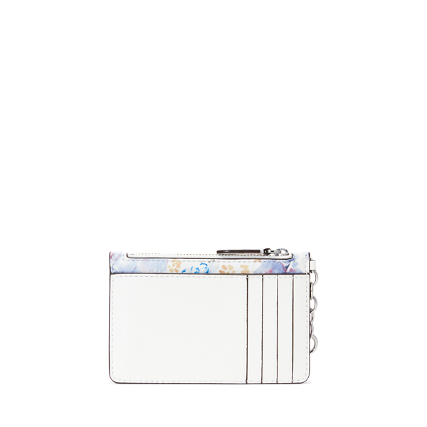 Cream/Multi Floral Nappa Leather Zip Card Case Lauren 2