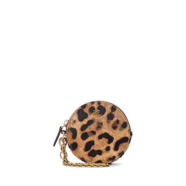 Leopard Print Haircalf Small Round Pouch for Women Ralph Lauren BR