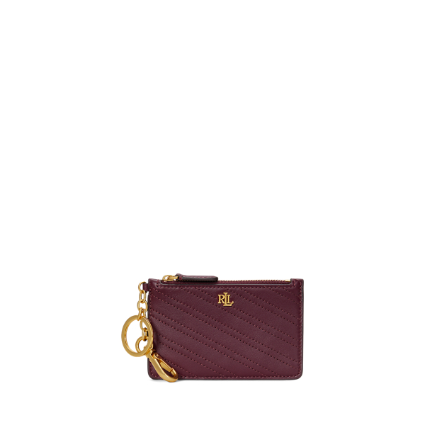 Pinot Noir Stitched Nappa Leather Zip Card Case Lauren 1