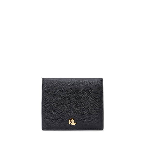 Black Crosshatch Leather Compact Wallet Lauren 1