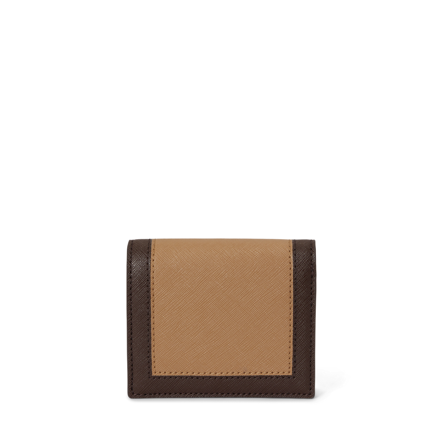 Женский кошелёк Ralph Lauren Color-Blocked Leather Compact Wallet, цвет: Верблюжий / Каштановый коричневый — фото 1