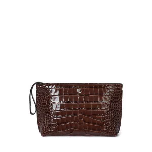 Grande pochette en cuir façon crocodile