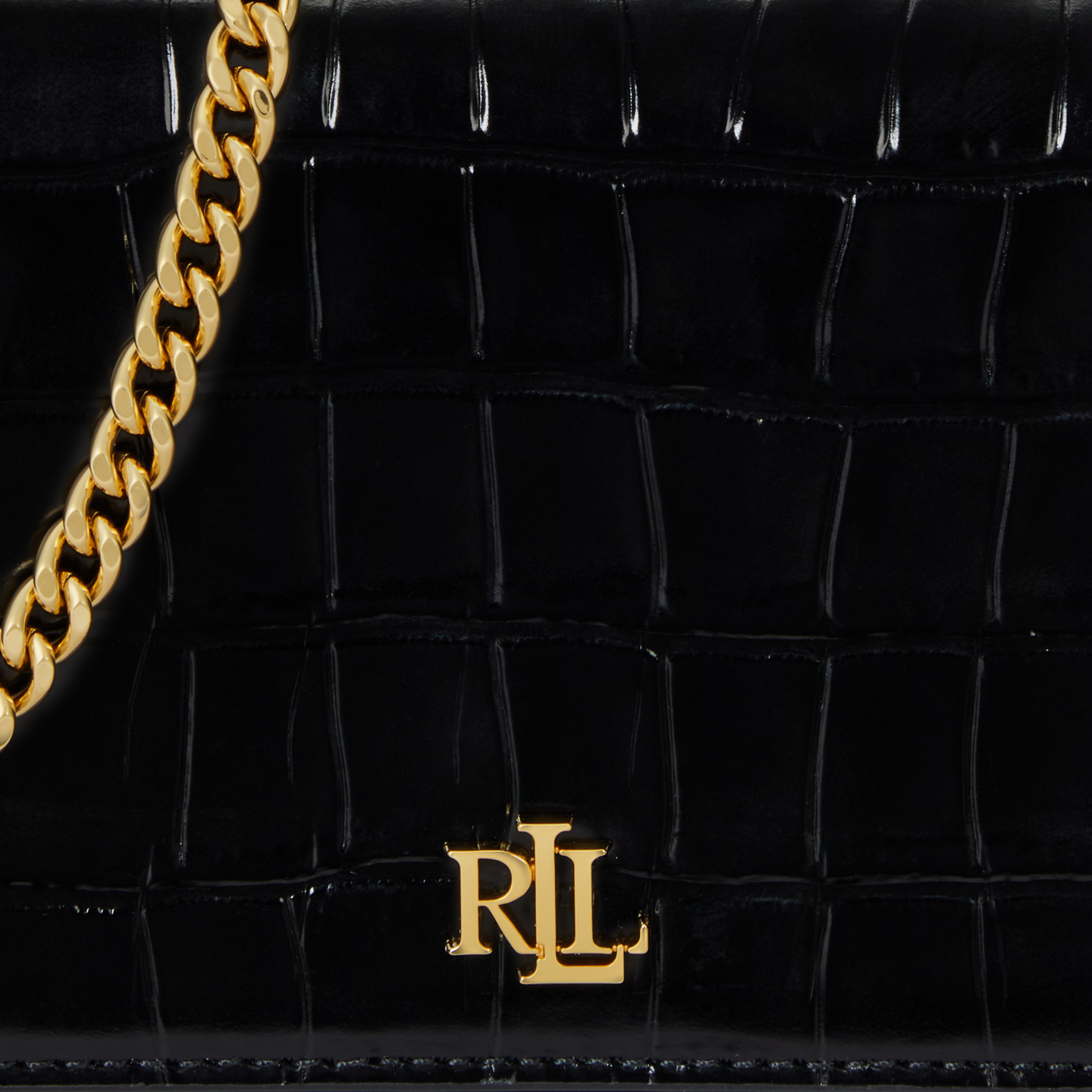 Женская сумка Ralph Lauren Croc-Embossed Medium Adair II Crossbody, цвет: Чёрный — фото 4