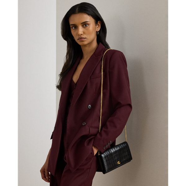 Black Croc-Embossed Medium Adair II Crossbody Lauren 8