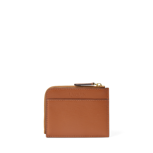 Lauren Tan Saffiano Leather Oval-Logo Zip Card Case Lauren 2