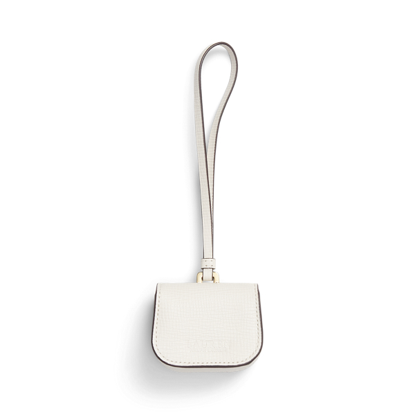 Saffiano Leather Oval-Logo Pouch Charm Lauren en Blanc tendre 2
