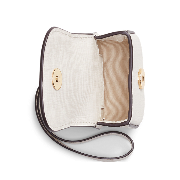 Saffiano Leather Oval-Logo Pouch Charm Lauren en Blanc tendre 3