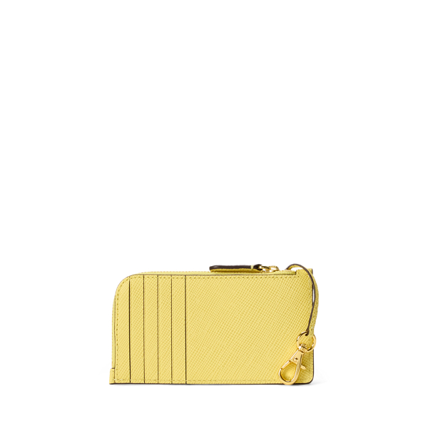 Lemon Sorbet Textured Leather L-Zip Card Case Lauren 2