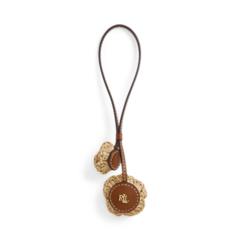 Брелок Ralph Lauren Leather & Crocheted Straw Flower Charm, цвет: Натуральный / Рыжевато-коричневый