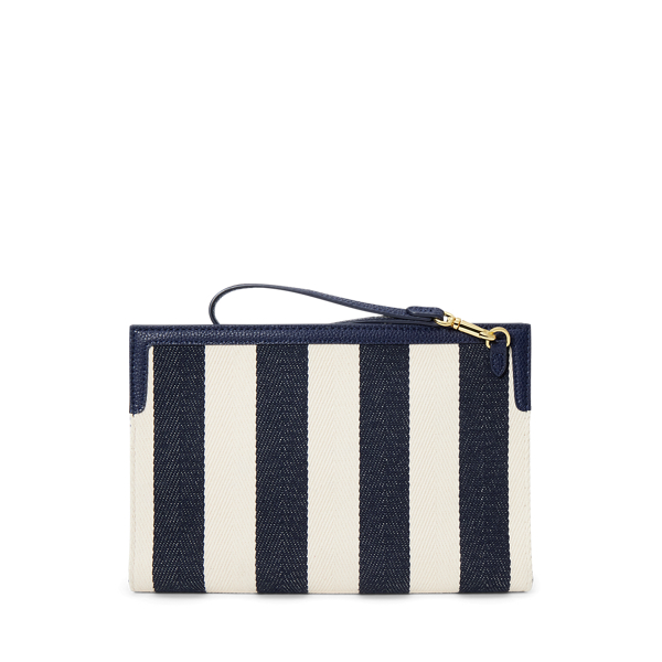 Gro&szlig;e Fischgrat-Pochette Adley Lauren in Navy gestreift 2