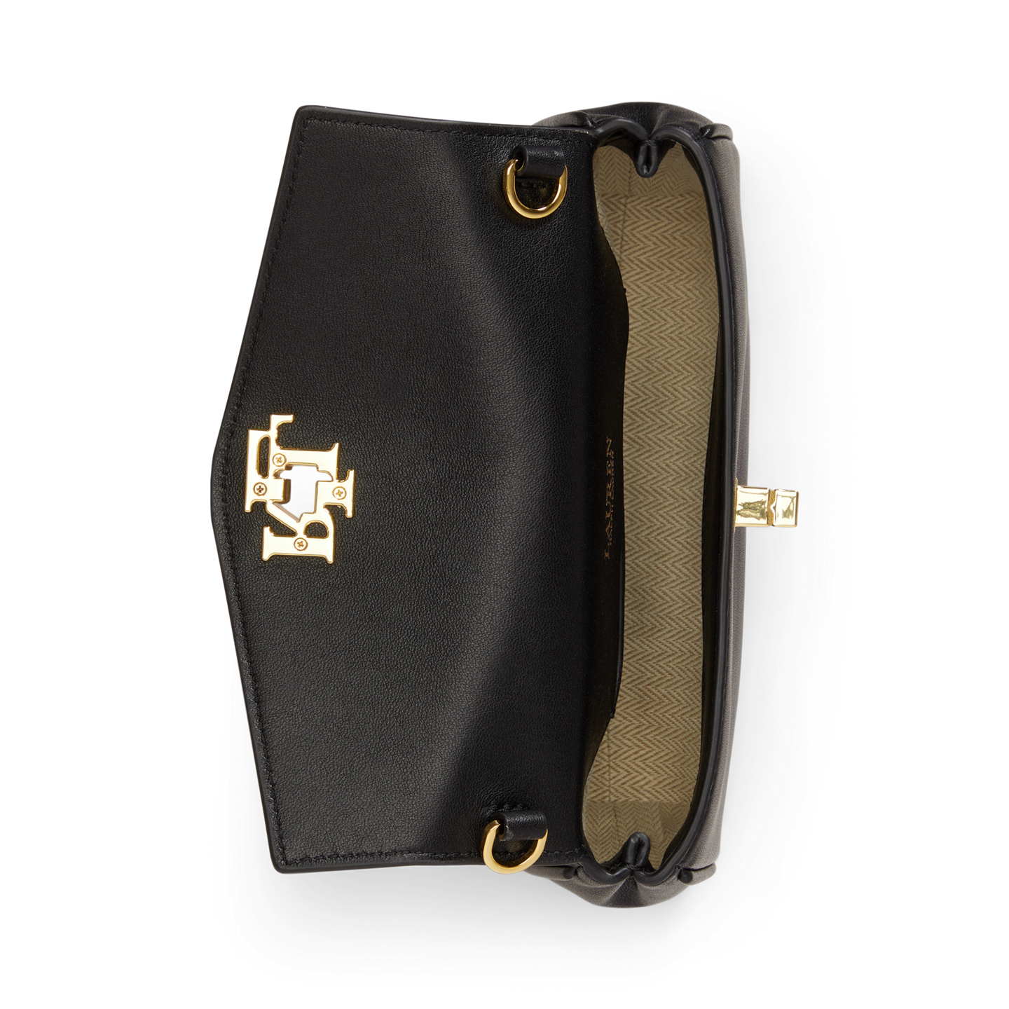 Женская сумка Ralph Lauren Nappa Turn-Lock Wristlet Crossbody, цвет: Чёрный — фото 3