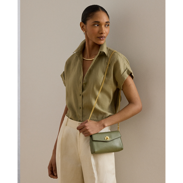 Sage Green Nappa Leather Tanner Crossbody Wallet Lauren 7