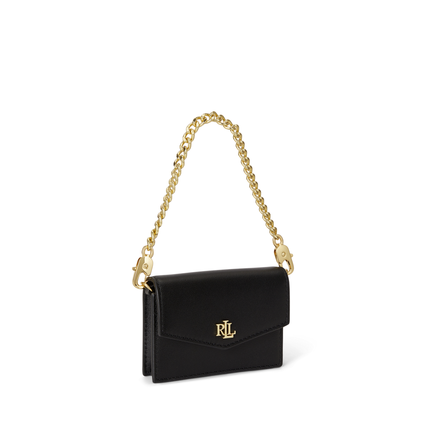 Женский кошелёк Ralph Lauren Leather Chain Card Case, цвет: Чёрный — фото 1