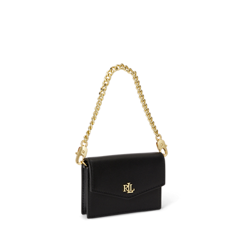 Женский кошелёк Ralph Lauren Leather Chain Card Case, цвет: Чёрный