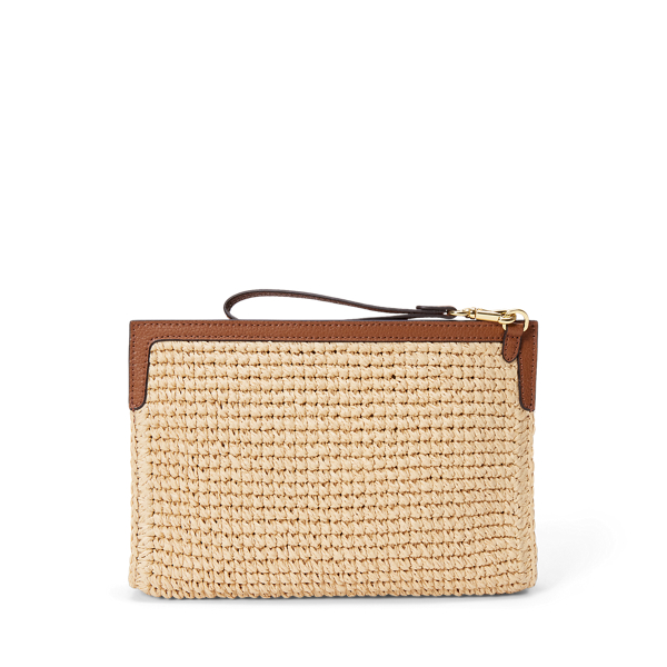 Natural/Lauren Tan Large Adley Straw & Leather Pouch Lauren 2