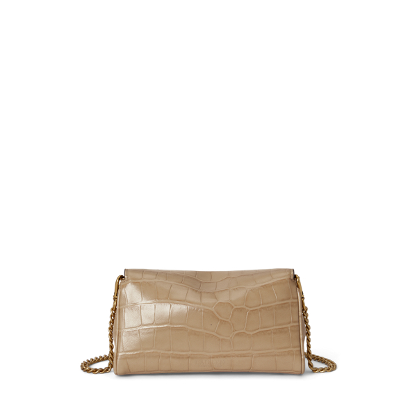 Tan Croc-Embossed Tanner Crossbody Wallet Lauren 4