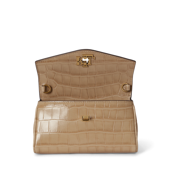 Tan Croc-Embossed Tanner Crossbody Wallet Lauren 5