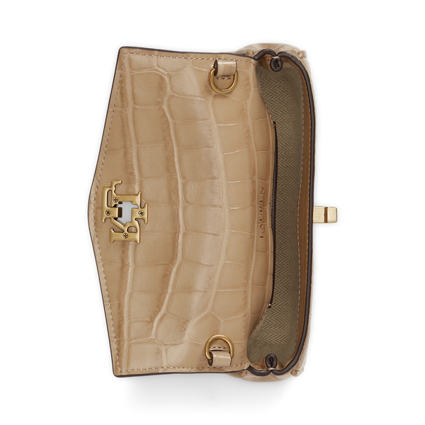 Tan Croc-Embossed Tanner Crossbody Wallet Lauren 6