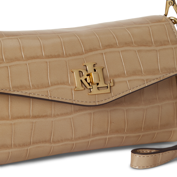 Tan Croc-Embossed Tanner Crossbody Wallet Lauren 7